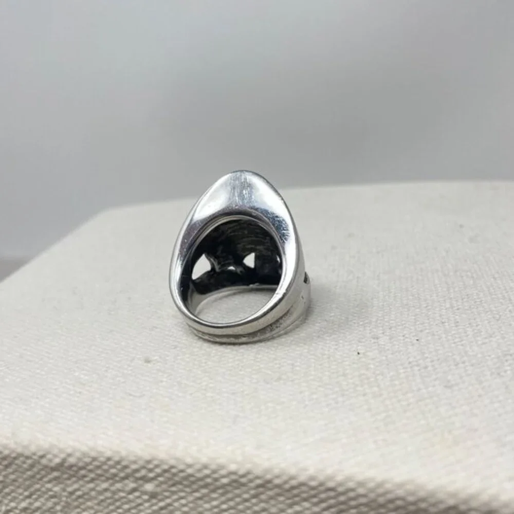 Pirate Skull Ring Stainless Steel Size 9‎ Biker Goth Punk Metal Silver-Tone